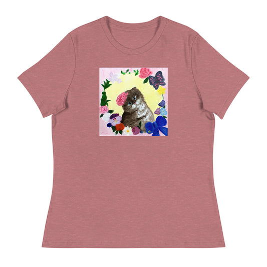 Cat with Flowers Women's T-Shirt