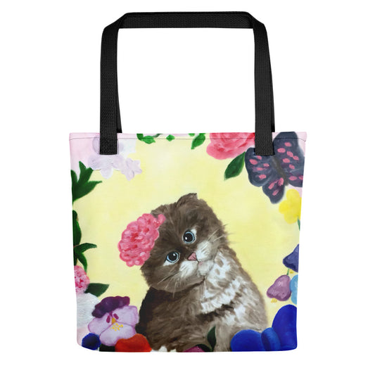 Cat with Flowers Tote bag