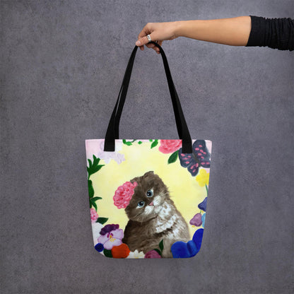 Cat with Flowers Tote bag