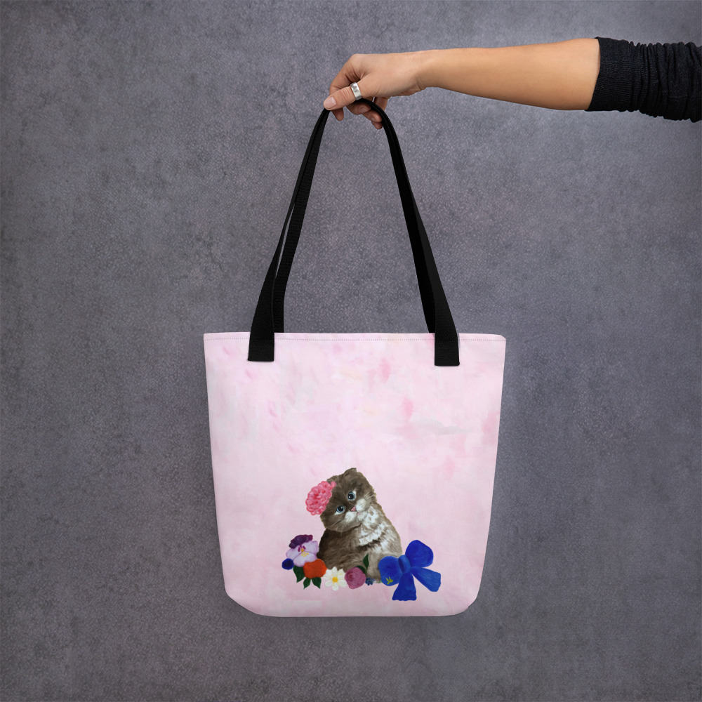 Cat with Flowers Tote bag