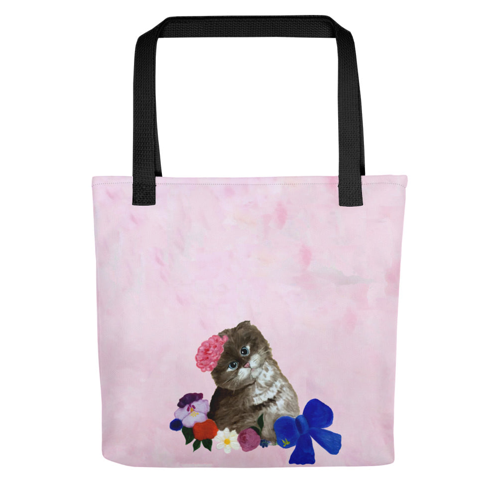 Cat with Flowers Tote bag