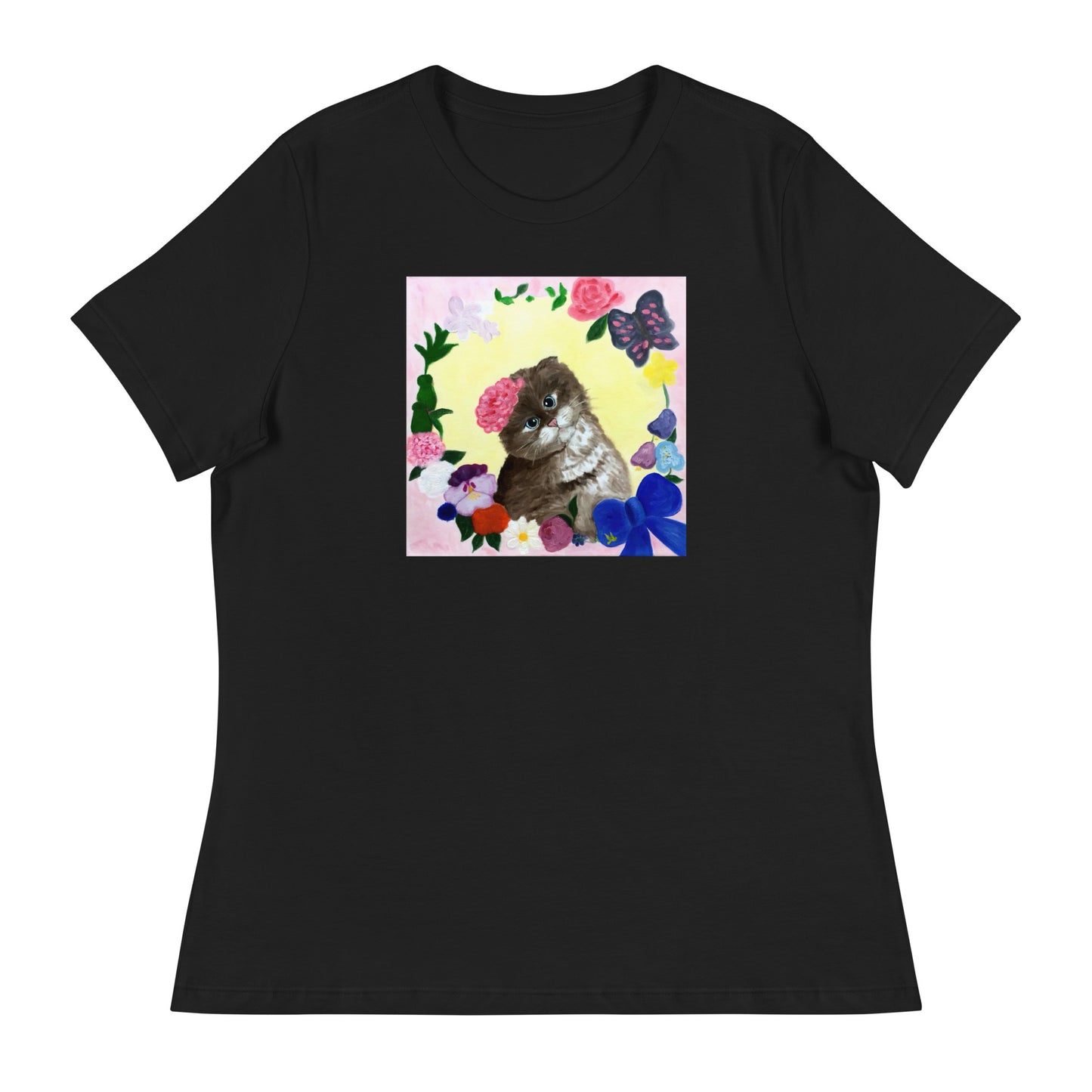 Cat with Flowers Women's T-Shirt