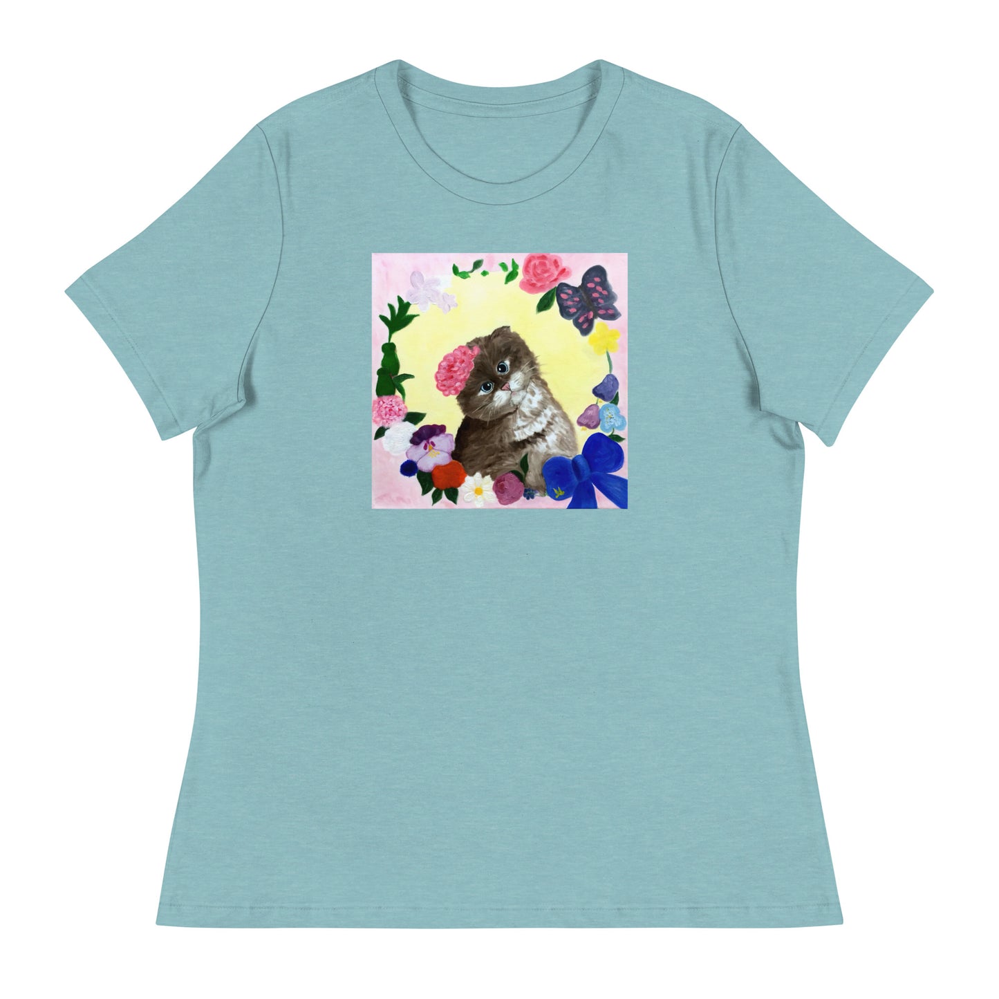 Cat with Flowers Women's T-Shirt