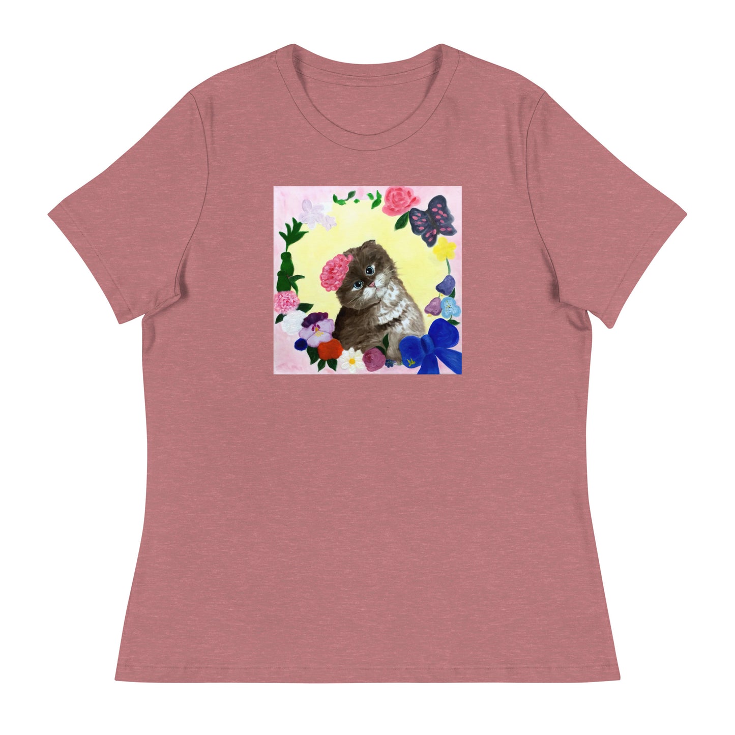 Cat with Flowers Women's T-Shirt