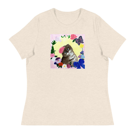 Cat with Flowers Women's T-Shirt