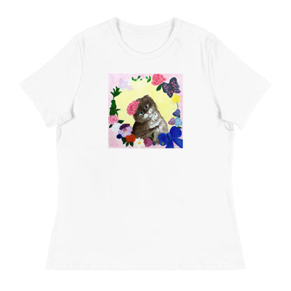 Cat with Flowers Women's T-Shirt